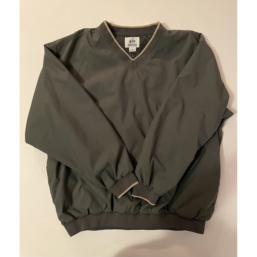 Outdoor World Golf Apparel Pullover Windbreaker Jacket XL Green V-Neck Flaw
